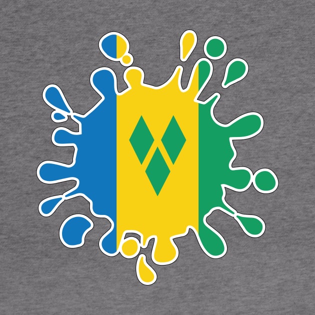 St Vincent and the Grenadines National Flag Paint Splash by IslandConcepts